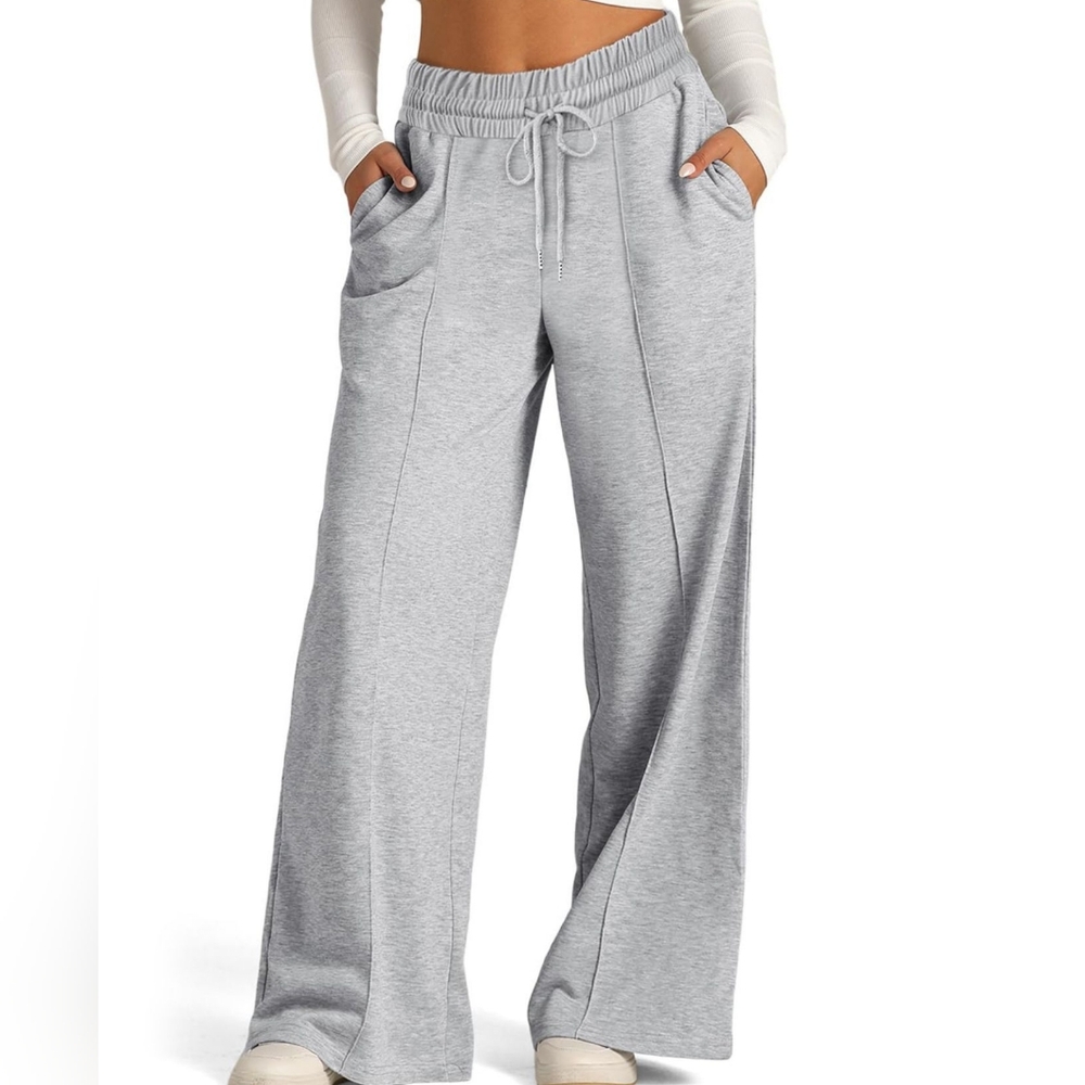 Women's Gray Wide-Leg Pants - Picture 1 of 6